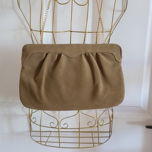 Vintage Suede Clutch With Rose Gold Chain - Picture 6 of 6